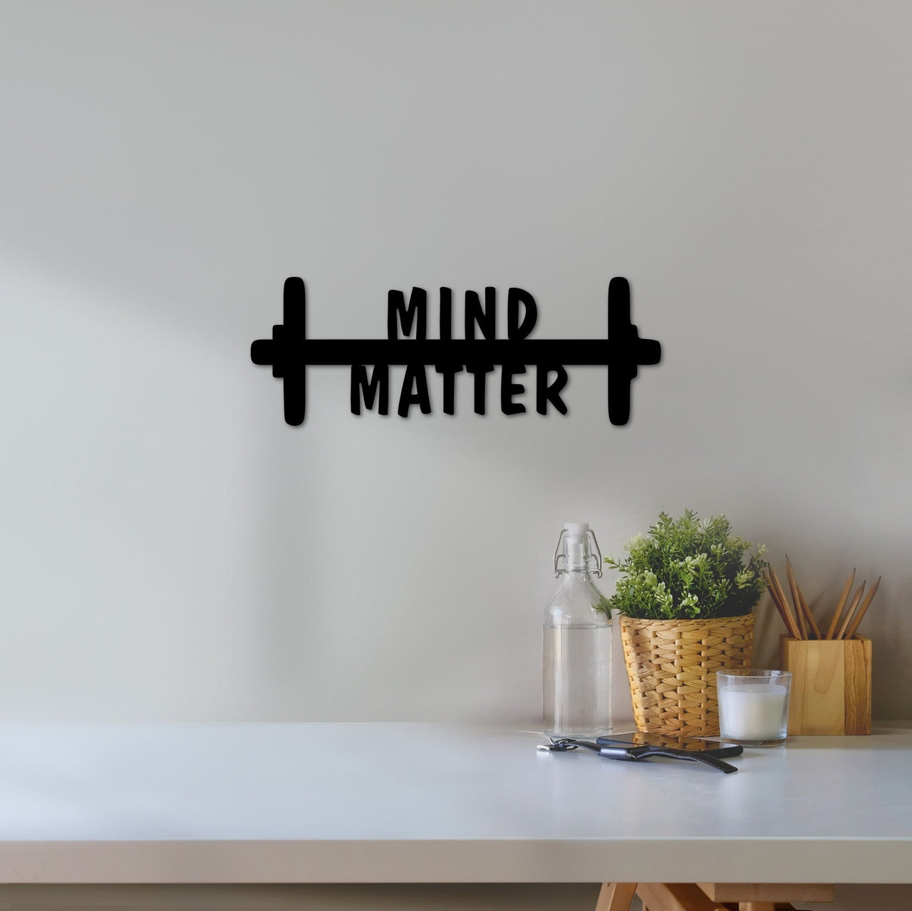 Mind Over Matter Gym Motivational Sign | Metal Wall Art  Home Gym Wall Decor | Gym Sign Metal Cutouts | Workout Motivation | Trainer Gift