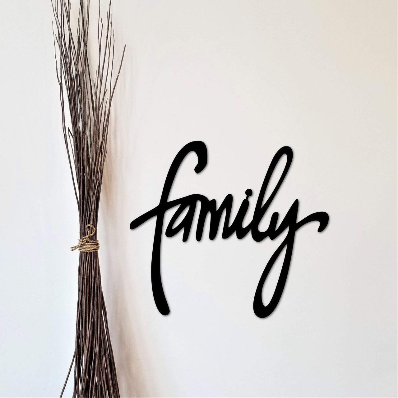 Family Sign | Metal Family Sign | Family Metal Word Art | Living and Family Room Decor | Housewarming Gift | Modern Family Script Word