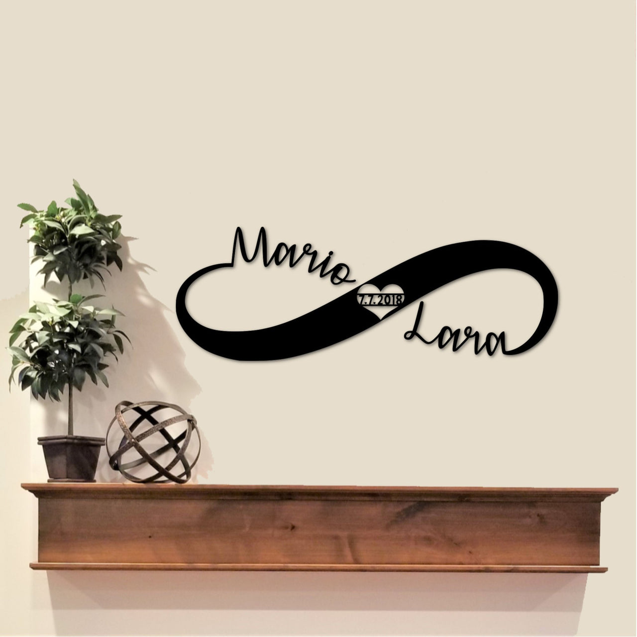 Custom Name Infinity Sign | Gift for Couple | Personalized Name Infinity Symbol with Wedding Date | Metal Wall Art | Forever Love Sign