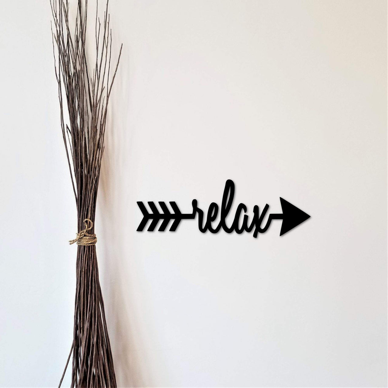 Relax Arrow Metal Wall Art | Master Bathroom Decor | Arrow with Relax Word for the Wall | Unwind Beach, Cabin or Lake House Relax Sign