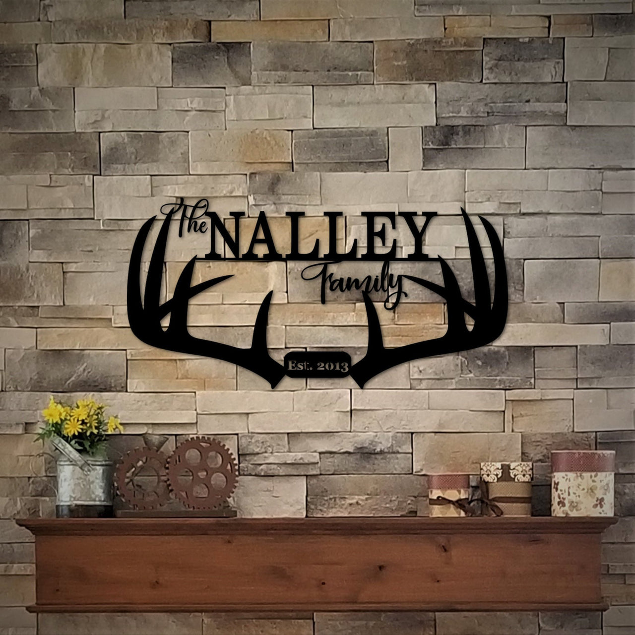 Custom Antler Last Name Sign | Personalized Family Sign with Established Year | Metal Deer Antlers | Family Home Decor | Anniversary Gift