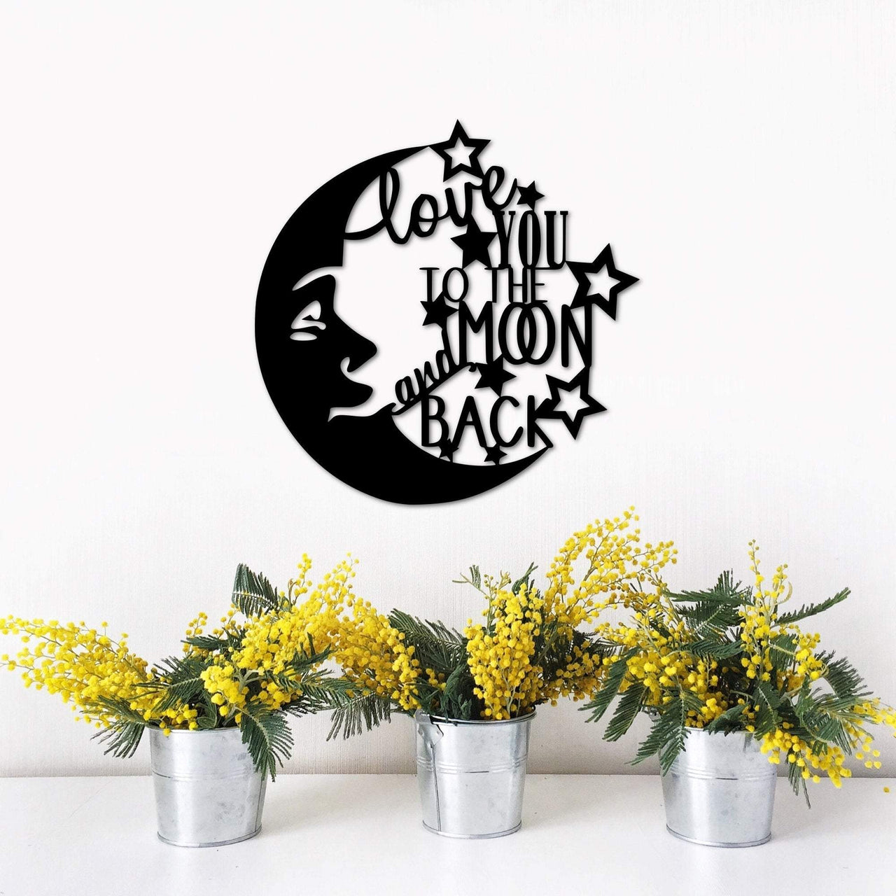 Love You to the Moon and Back Metal Sign | Metal Wall Art | Baby Room Nursery Decor | Kids Room Moon Star Art | Gift Idea for Kids