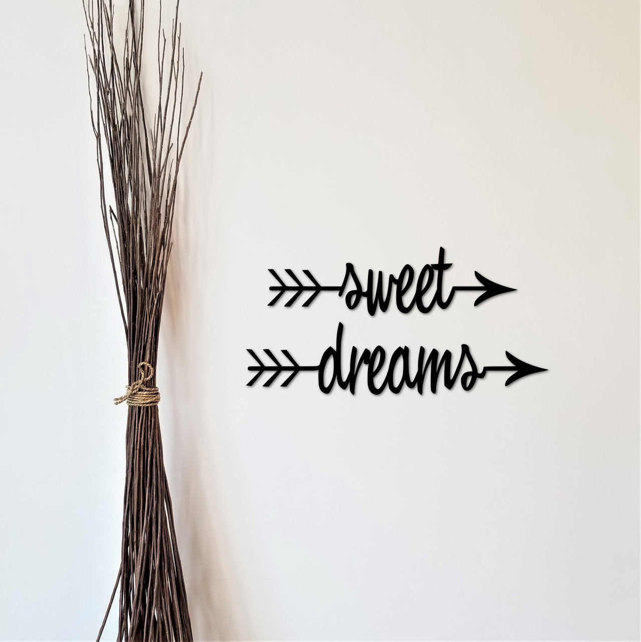 Sweet Dreams Arrow |  Kids Room, Baby Nursery Decor | Metal Wall Decor | Word Arrows | Split Word Metal Cutout | Script Word