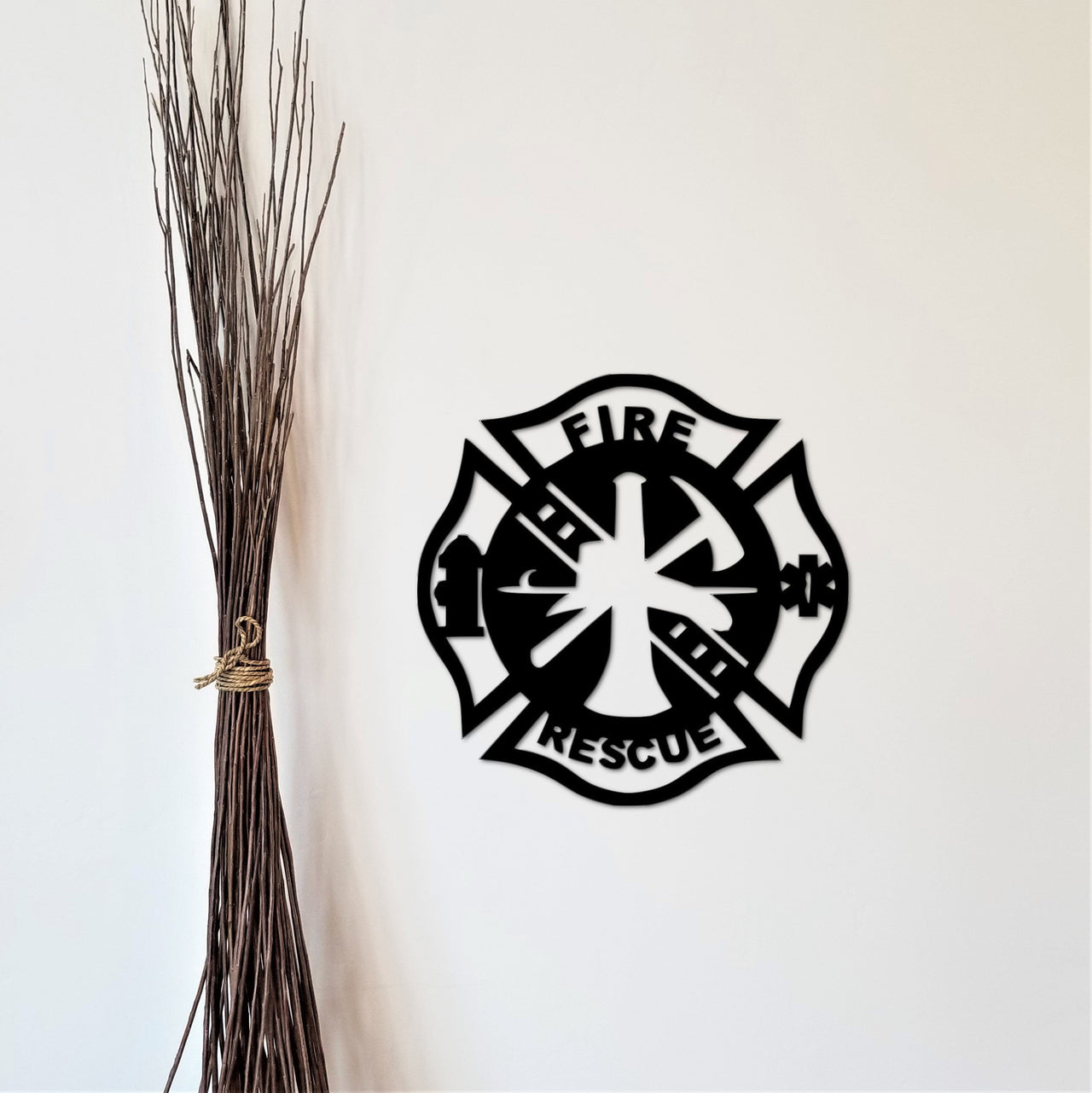 Fire Department Metal Sign | Maltese Badge Metal Wall Art | Fire Dept Sign | Gift for Firefighter | Fire Department Gift | Firefighters Sign