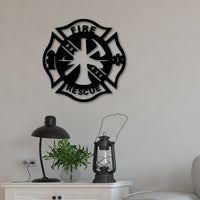Thumbnail for Fire Department Metal Sign | Maltese Badge Metal Wall Art | Fire Dept Sign | Gift for Firefighter | Fire Department Gift | Firefighters Sign