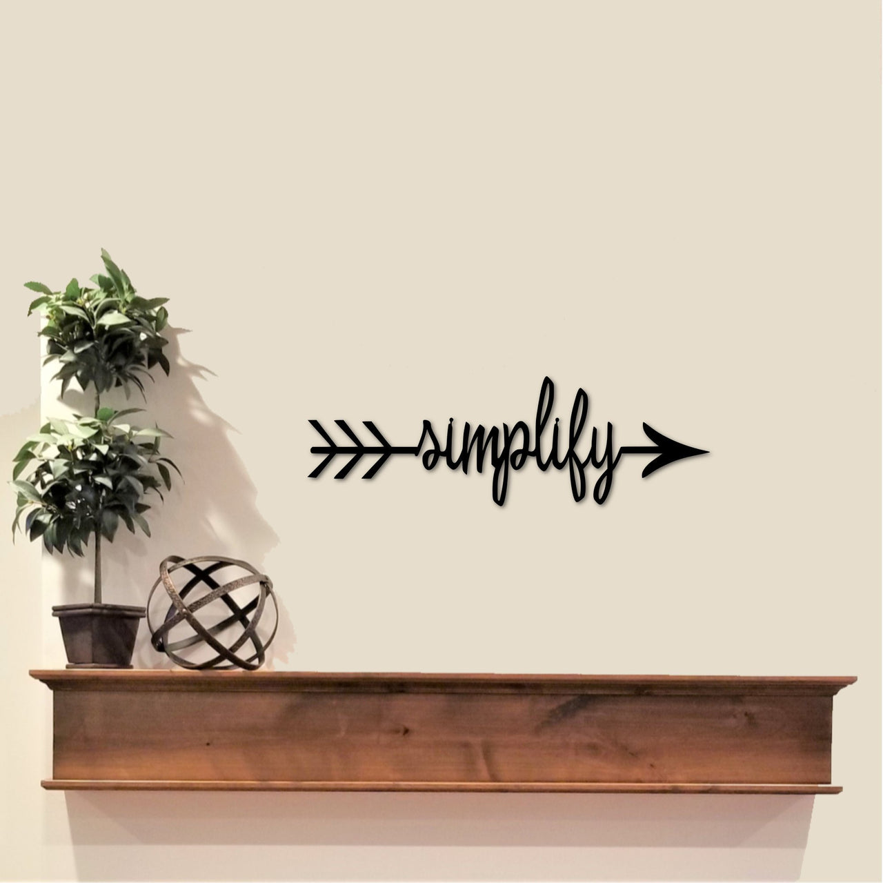 Simplify Arrow Sign | Metal Wall Art | Arrow Decor | Simplify Word Art | Steel Script Word | Word Arrows | Simplify Sign | Cursive Word