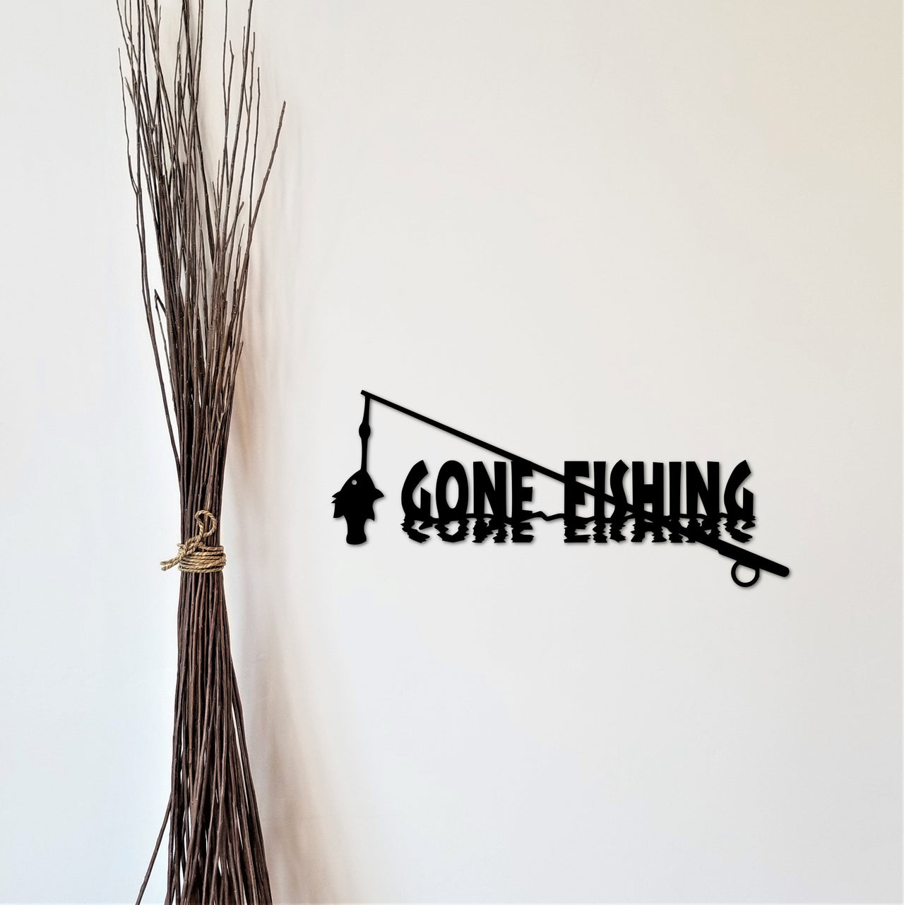 Gone Fishing Sign | Metal Wall Art | Gift for Husband, Boyfriend, Father or Grandpa | Rustic Cabin and Lake Decor | Fishing Gifts for Men
