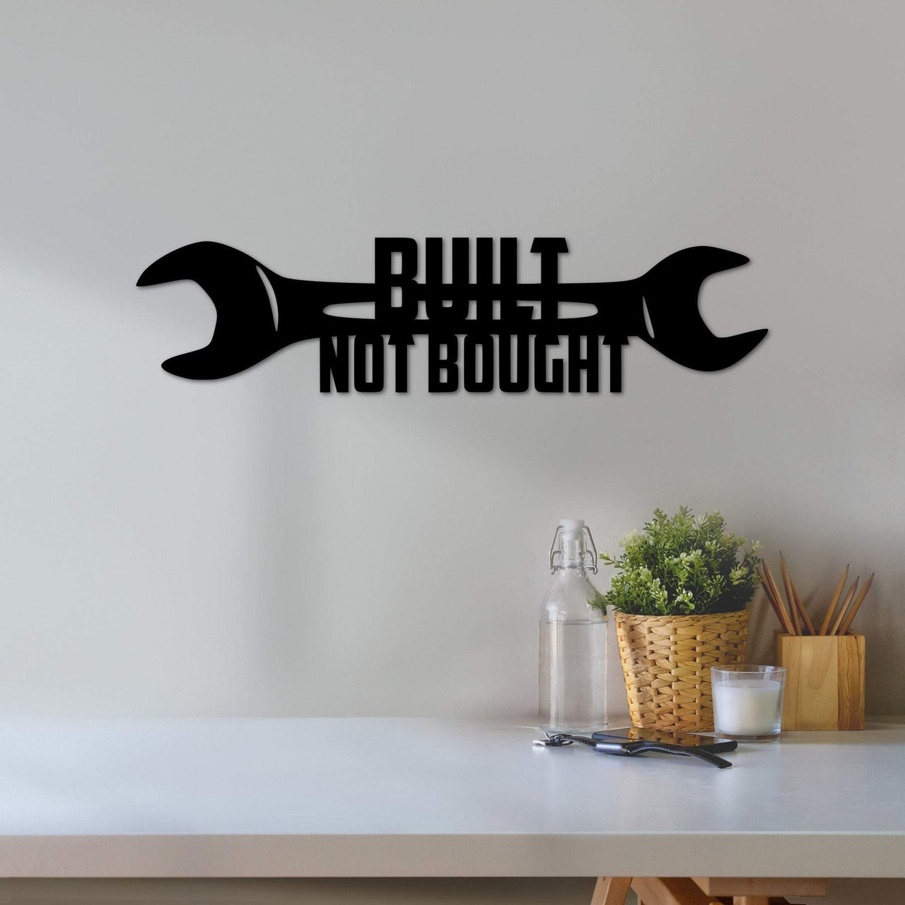 Built Not Bought Sign | Garage Decor | Metal Wall Art | Garage Quote | Garage Gifts for Men Gifts for Boyfriend, Husband, Dad | Hot Rod Sign
