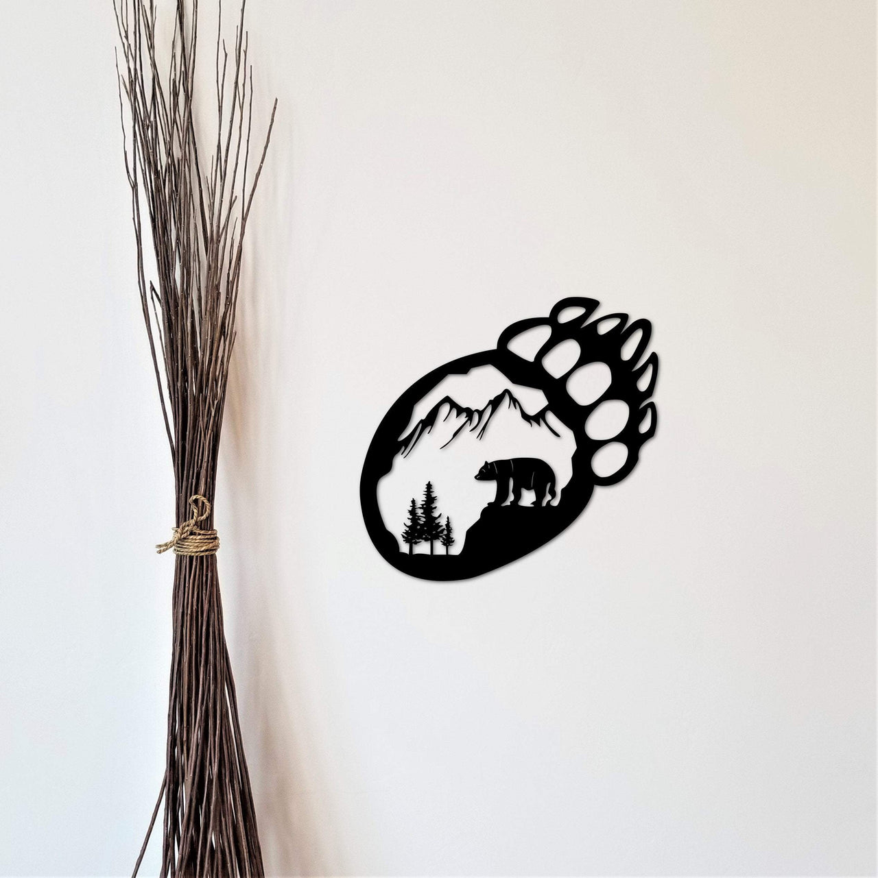 Bear Claw Sign | Metal Bear Track with Bear | Cabin Wall Art | Bear Paw | Wildlife Decor | Bear Decor Wall Hanging | Rustic Home Decor