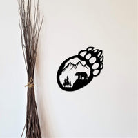 Thumbnail for Bear Claw Sign | Metal Bear Track with Bear | Cabin Wall Art | Bear Paw | Wildlife Decor | Bear Decor Wall Hanging | Rustic Home Decor