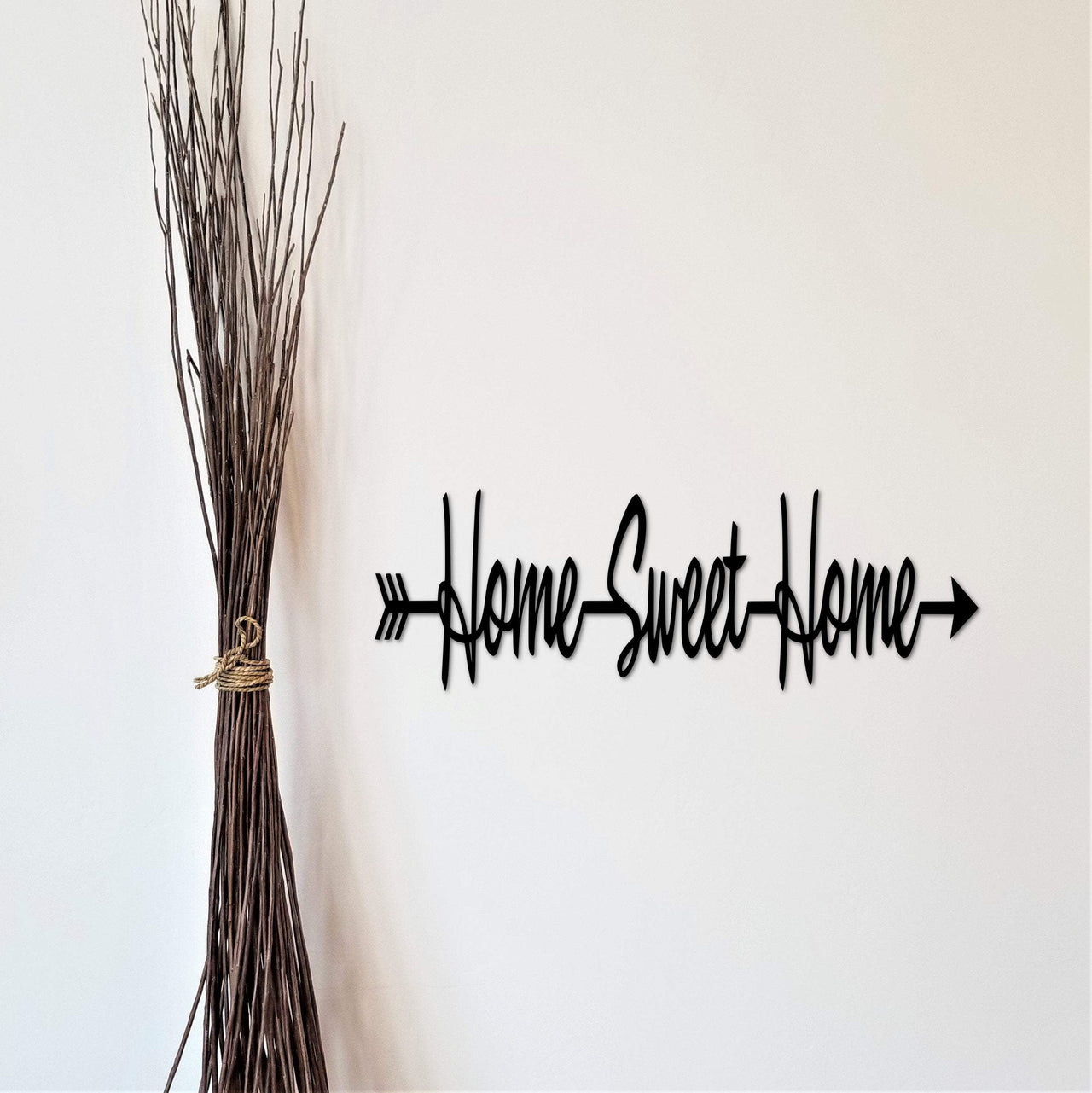 Home Sweet Home Sign | Metal Wall Art | Arrow Wall Decor | Cutouts with Sayings | Metal Word Art | Cursive Words | Split Arrow | Word Arrow