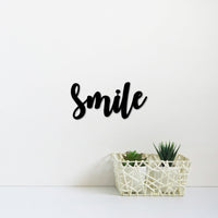 Thumbnail for Smile Sign | Metal Script Word | Smile Metal Sign | Inspirational Words for the Wall | Smile Wall Hanging | Kids Room Decor | Dentist Sign