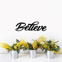 Thumbnail for Metal Believe Sign | Believe Word | Rustic Word Art Sign | Wall Decor | Metal Art Sign | Inspirational Words | Christmas Believe Decor