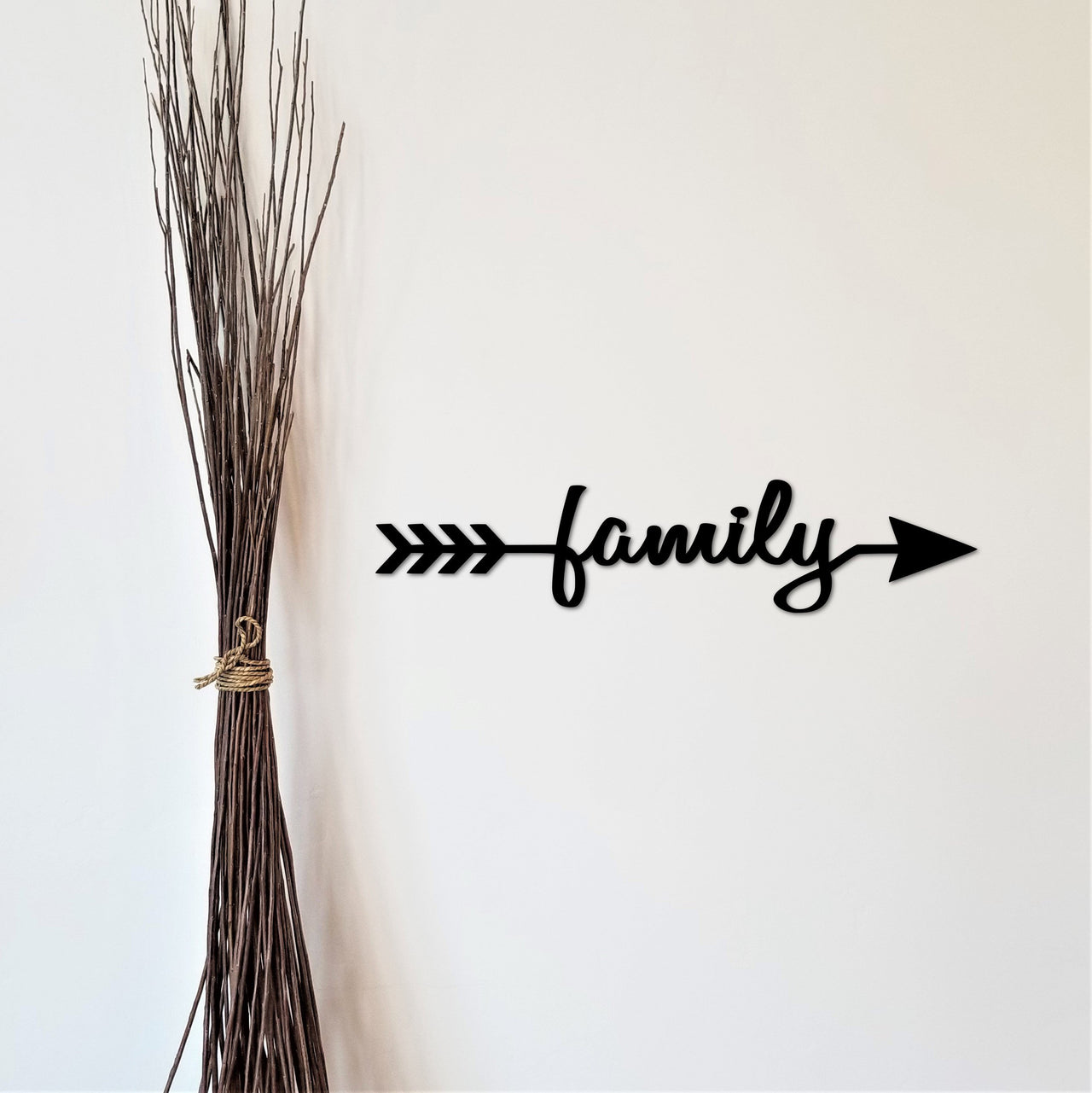 Arrow Family Word Sign | Large Metal Wall Art | Cursive Words for the Wall | Arrow Decor | Gallery Wall | Script Wall Words | Family Sign