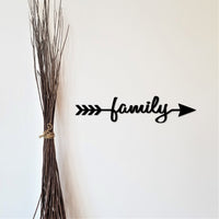 Thumbnail for Arrow Family Word Sign | Large Metal Wall Art | Cursive Words for the Wall | Arrow Decor | Gallery Wall | Script Wall Words | Family Sign