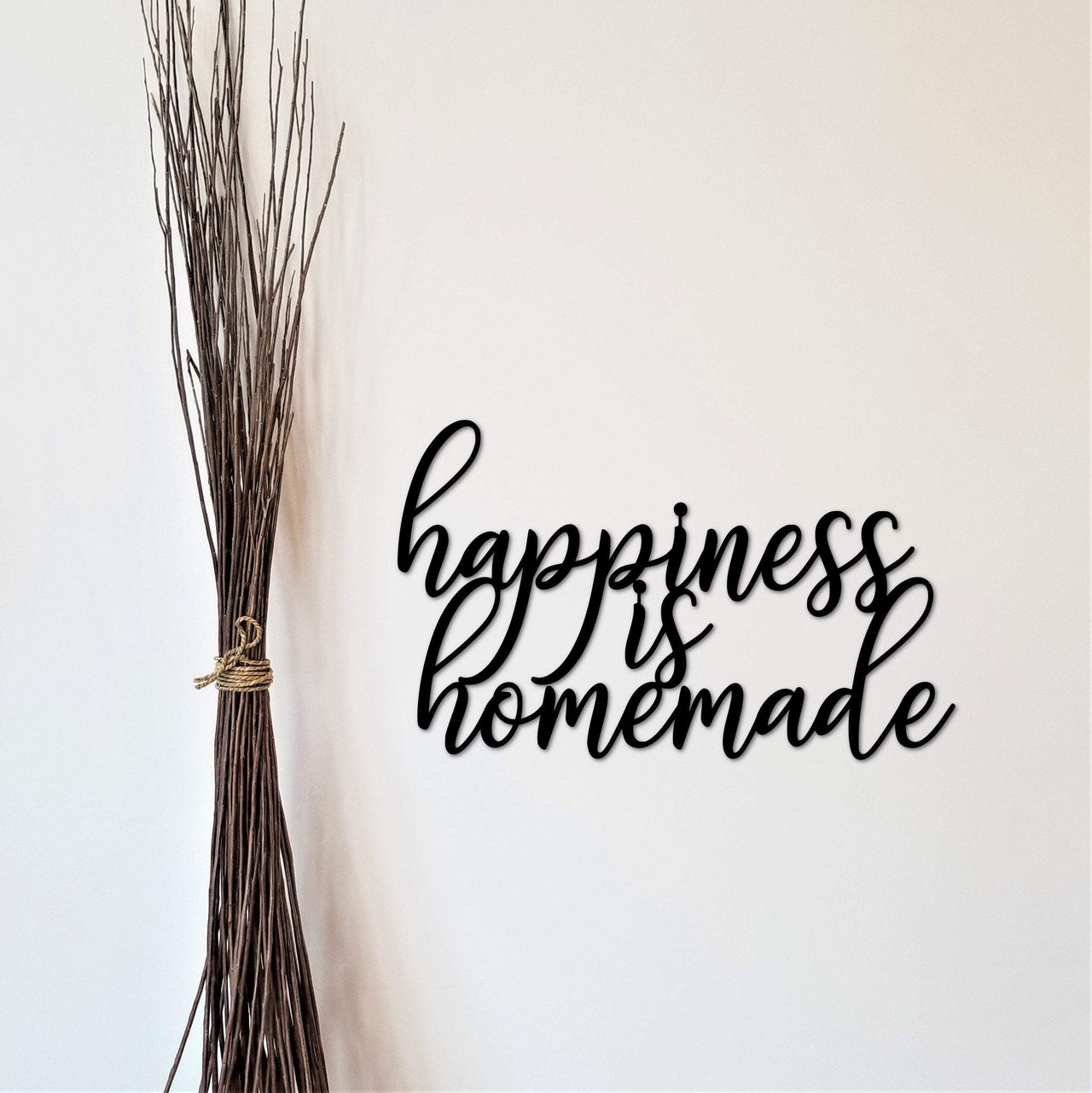 Happiness is Homemade Sign | Metal Home Decor | Kitchen Decor | Metal Words for the Kitchen | Cursive Saying | Quote for Kitchen Wall