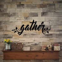 Thumbnail for Metal Gather Sign - Gather Metal Wall Art - Fall Metal Gather Wall Hanging - Housewarming Gift - Cursive Font Wall Words Metal Cutout