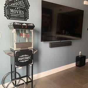 DIY Concession/Popcorn Machine Stand  Movie room decor, Theater room  decor, Home theater rooms