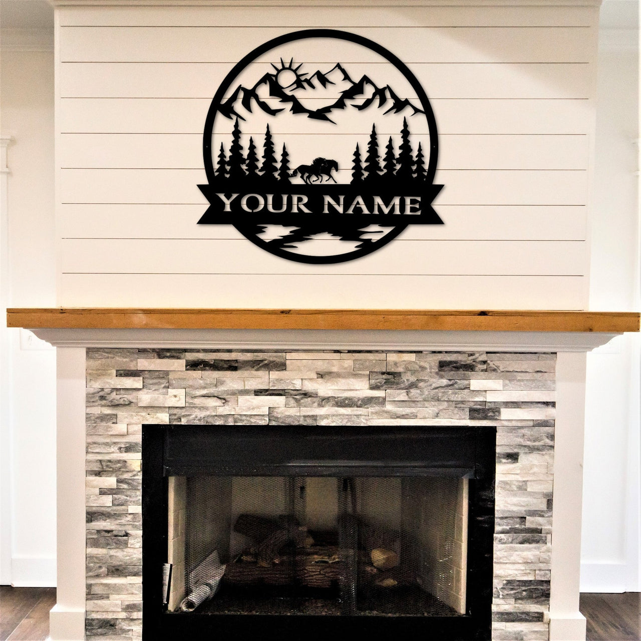Horse Metal Name Sign | Personalized Last Name with Running Horses | Barn Decor | Barn Name Sign | Custom Ranch Name Sign | Horse Decor