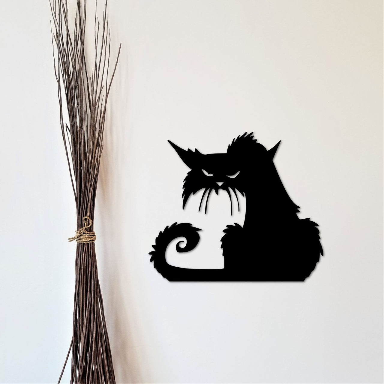 Angry Cat Halloween Metal Decor | Spooky Halloween Sign for Indoor or Outdoor Decoration | Halloween Decor | Cat Decor | Black Spooky Cat