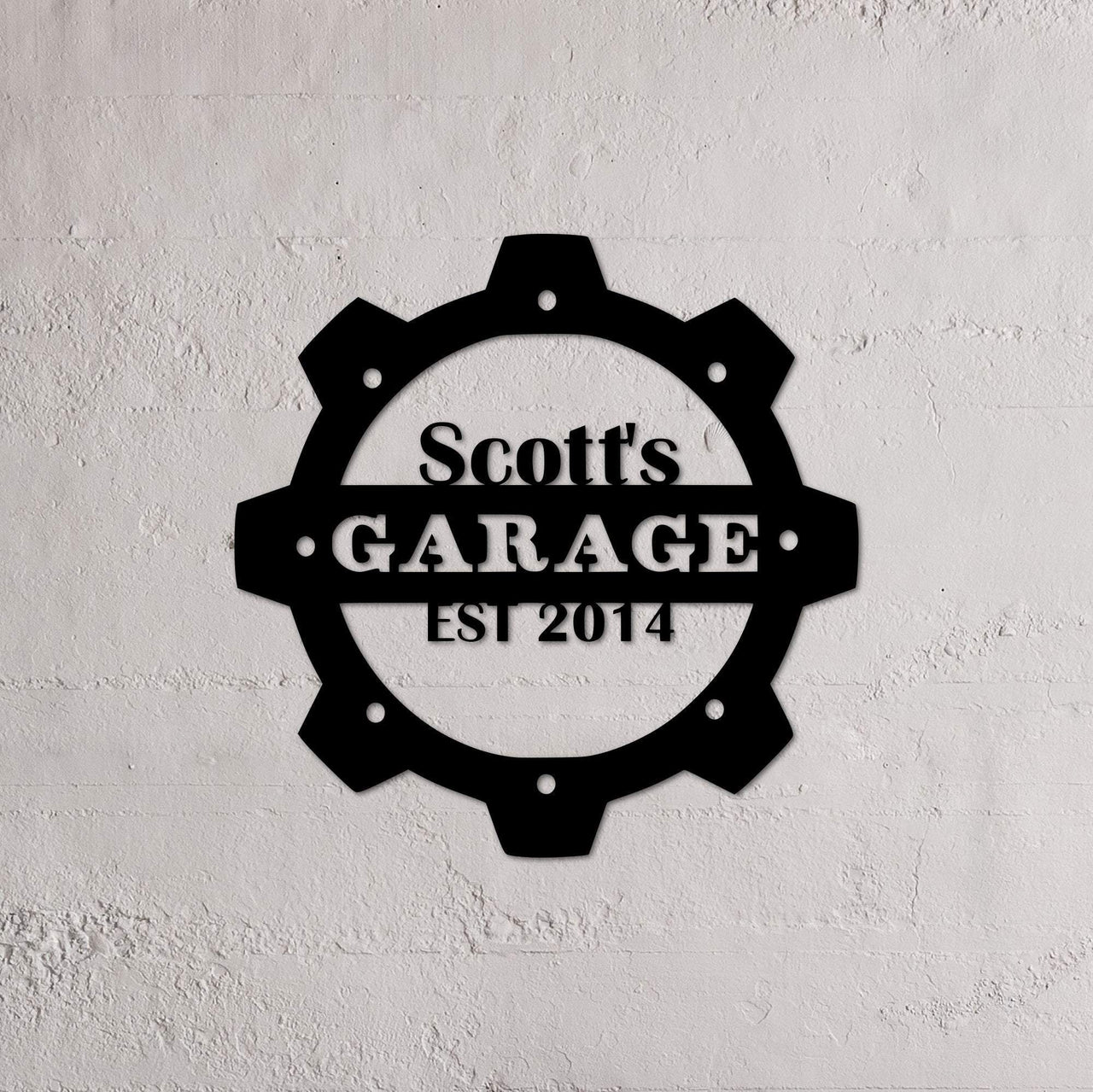 Name Garage Sign with Est Year | Custom Metal Wall Art | Personalized Birthday or Christmas Gift for Husband, Dad, Brother or Boyfriend