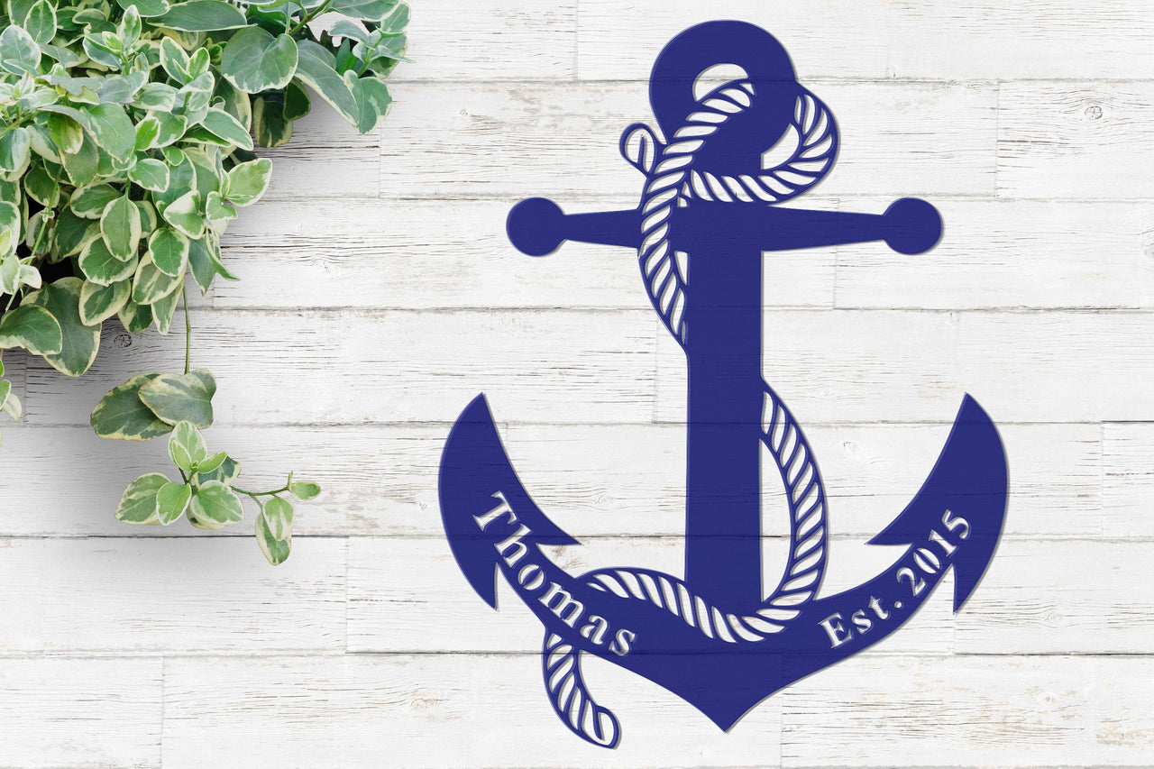 Anchor Name Sign | Nautical Decor | Beach Decor | Nautical Sign | Personalized Anchor Family Name | Custom Wedding Gift |  Lake Wall Decor