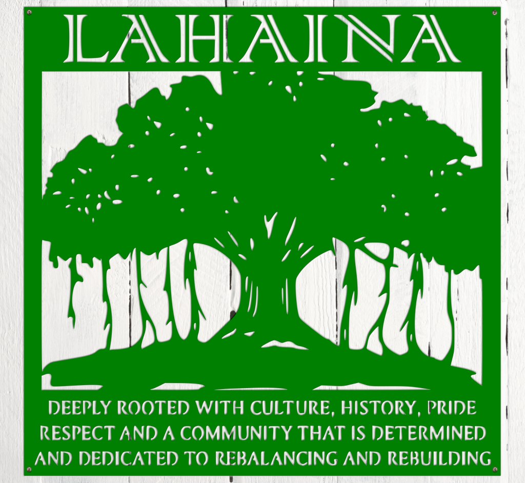 Lahaina Banyan Tree Sign with Inspirational Saying - Simply Royal Design