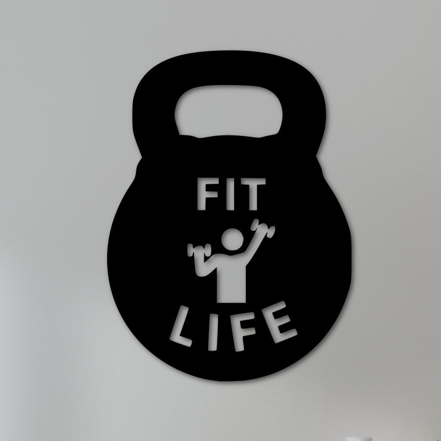 Metal Gym Sign | Fit Life Metal Kettle Bell Sign - Simply Royal Design