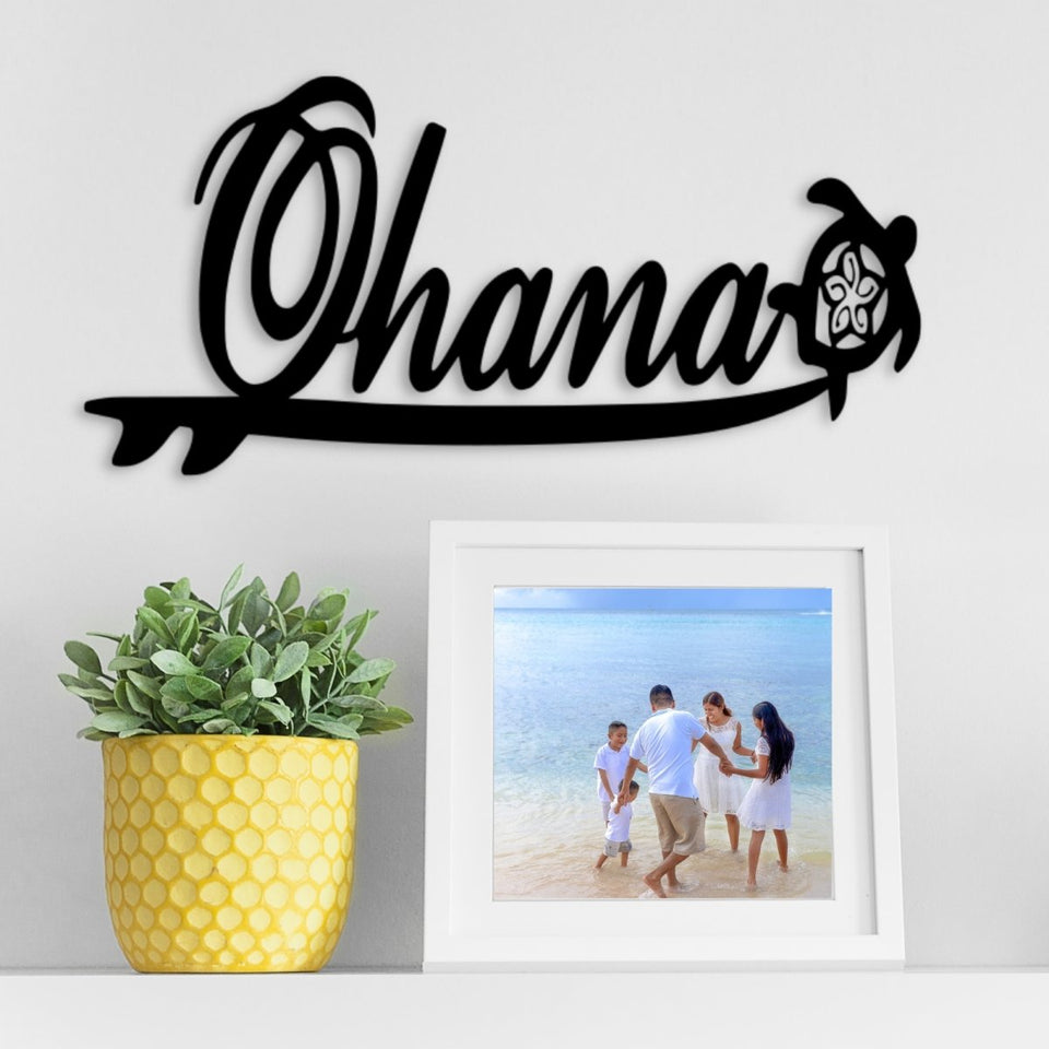 Ohana Sign with Surfboard and Turtle – Simply Royal Design