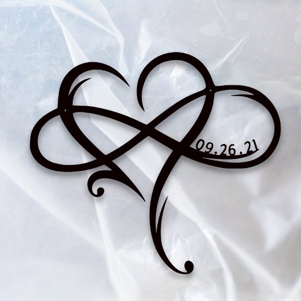 Personalized Infinity Heart Sign with Custom Wedding Date - Simply Royal Design